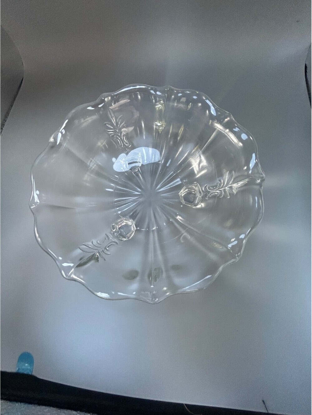 Fostoria Glass Baroque Clear 3 Footed Fluted Bowl Line 2496 Elegant [COPY]